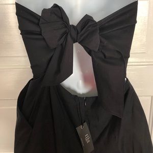 Open back strapless black dress with pockets NWT